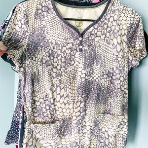 Healing Hands Snake Print Scrub Top